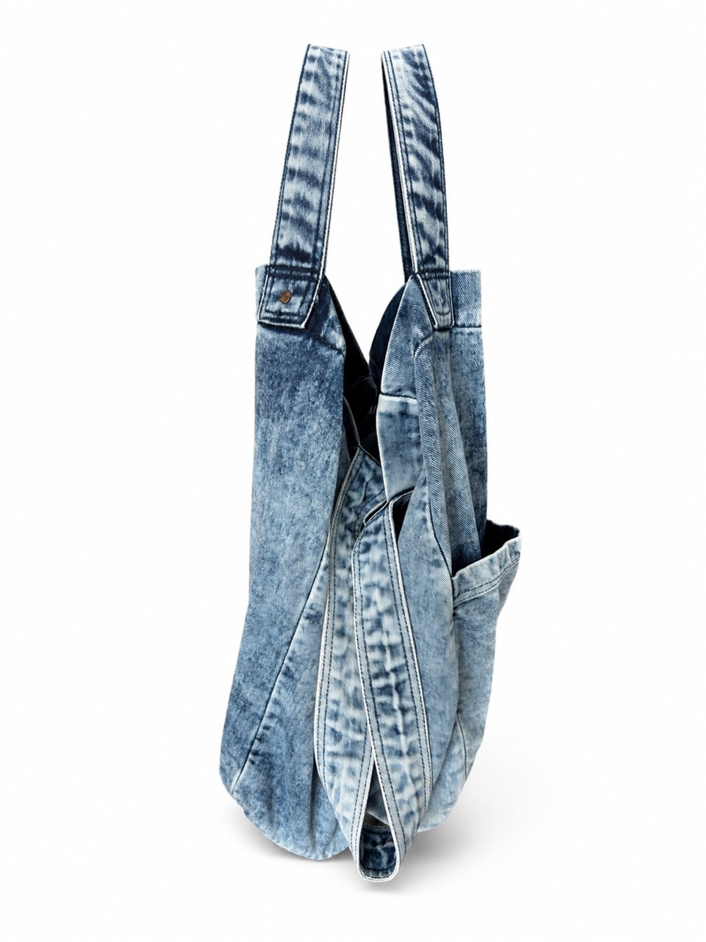 Rare Free People We The Free Oversized Acid Wash Denim Tote Bag Blue - Picture 4 of 15